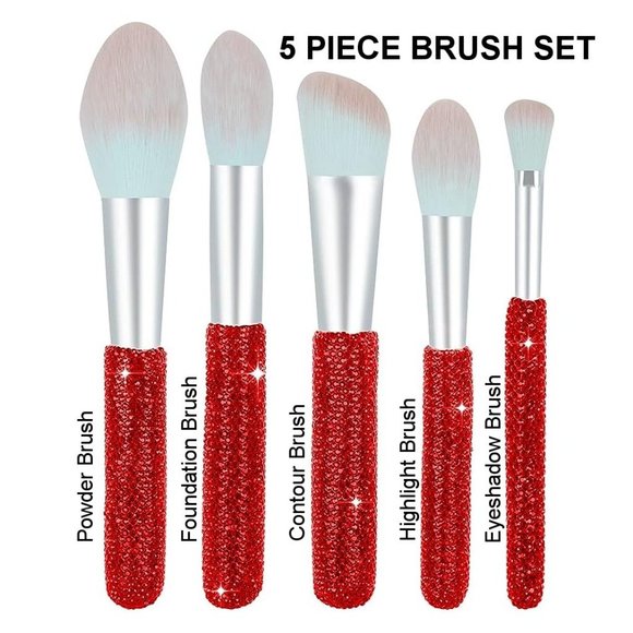 NWT Sparkling Crystal Rhinestone Bling Red Stocking Stuffers Makeup Brus… - Picture 8 of 9